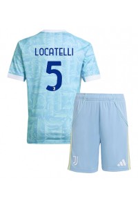 Juventus Manuel Locatelli #5 Jalkapallovaatteet Lasten Vieraspeliasu 2025-26 Lyhythihainen (+ Lyhyet housut)